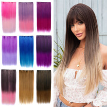 Load image into Gallery viewer, Gradient Color Wig Piece High-temperature Silk Synthetic Hair Women False Hair Piece Wig Straight Hair Hair Clip
