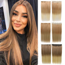 Load image into Gallery viewer, Gradient Color Wig Piece High-temperature Silk Synthetic Hair Women False Hair Piece Wig Straight Hair Hair Clip
