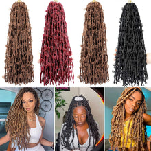 Load image into Gallery viewer, Butterfly Faux Crochet Goddess Braids Wig Looped Distressed Butterfly Soft Locs Crochet Dreadlocks Synthetic Hair Extension
