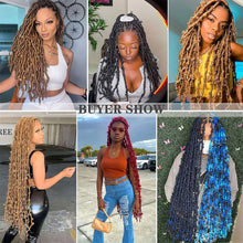 Load image into Gallery viewer, Butterfly Faux Crochet Goddess Braids Wig Looped Distressed Butterfly Soft Locs Crochet Dreadlocks Synthetic Hair Extension
