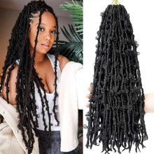 Load image into Gallery viewer, Butterfly Faux Crochet Goddess Braids Wig Looped Distressed Butterfly Soft Locs Crochet Dreadlocks Synthetic Hair Extension
