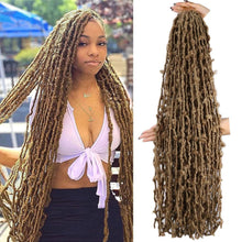 Load image into Gallery viewer, Butterfly Faux Crochet Goddess Braids Wig Looped Distressed Butterfly Soft Locs Crochet Dreadlocks Synthetic Hair Extension
