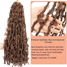 Load image into Gallery viewer, Butterfly Faux Crochet Goddess Braids Wig Looped Distressed Butterfly Soft Locs Crochet Dreadlocks Synthetic Hair Extension
