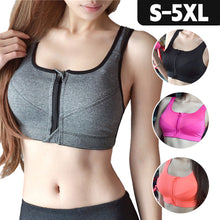 Load image into Gallery viewer, Front Zipper Sports Women's Bra Sexy Underwear Adjustable Strap S-5XL Running Gym Fitness Brassiere Shockproof Breathable without Underwire Bralette
