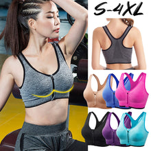 Load image into Gallery viewer, Front Zipper Seamless Sports Women's Bra Sexy Underwear Adjustable Strap S-4XL Running Gym Fitness Brassiere Shockproof Breathable without Underwire Bralette
