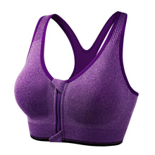 Load image into Gallery viewer, Front Zipper Seamless Sports Women's Bra Sexy Underwear Adjustable Strap S-4XL Running Gym Fitness Brassiere Shockproof Breathable without Underwire Bralette
