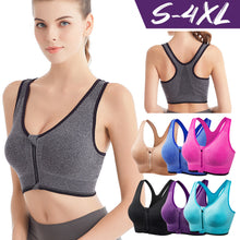Load image into Gallery viewer, Front Zipper Seamless Sports Women's Bra Sexy Underwear Adjustable Strap S-4XL Running Gym Fitness Brassiere Shockproof Breathable without Underwire Bralette

