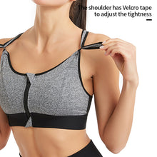 Load image into Gallery viewer, Women Sports Bras Underwear S-5XL Tights Crop Top Yoga Vest Front Zipper Plus Size Adjustable Strap Shockproof Gym Fitness Athletic Brassiere
