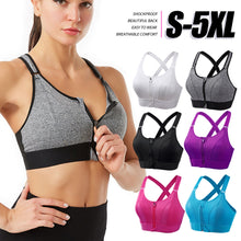 Load image into Gallery viewer, Women Sports Bras Underwear S-5XL Tights Crop Top Yoga Vest Front Zipper Plus Size Adjustable Strap Shockproof Gym Fitness Athletic Brassiere
