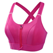 Load image into Gallery viewer, Women Sports Bras Underwear S-5XL Tights Crop Top Yoga Vest Front Zipper Plus Size Adjustable Strap Shockproof Gym Fitness Athletic Brassiere
