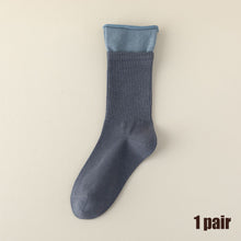 Load image into Gallery viewer, New Korean Fashion Women Cotton Roll Rim Socks Student Sport Cute Stocking Socks Fake Two Pieces Contrast Color Middle Tube Socks For Girls

