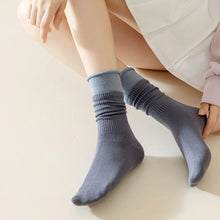 Load image into Gallery viewer, New Korean Fashion Women Cotton Roll Rim Socks Student Sport Cute Stocking Socks Fake Two Pieces Contrast Color Middle Tube Socks For Girls
