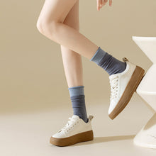 Load image into Gallery viewer, New Korean Fashion Women Cotton Roll Rim Socks Student Sport Cute Stocking Socks Fake Two Pieces Contrast Color Middle Tube Socks For Girls
