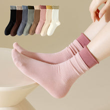 Load image into Gallery viewer, New Korean Fashion Women Cotton Roll Rim Socks Student Sport Cute Stocking Socks Fake Two Pieces Contrast Color Middle Tube Socks For Girls
