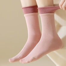 Load image into Gallery viewer, New Korean Fashion Women Cotton Roll Rim Socks Student Sport Cute Stocking Socks Fake Two Pieces Contrast Color Middle Tube Socks For Girls
