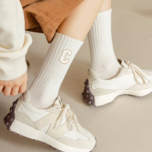 Load image into Gallery viewer, Women's Mid-height Long Tube Warm Cotton Thick Socks Embroidery Letter C Ladies Sports Socks Autumn Winter Korean Fashion Solid Color Harajuku Comfortable Home Sock
