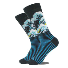 Load image into Gallery viewer, Men Cartoon Animal Midtube Socks Combed Fashion Hip Hop Trend Harajuku Shark Clown Skateboard Oil Painting Colorful Happy Funny Long Cotton Socks
