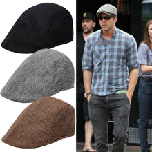 Load image into Gallery viewer, Men British Cotton Linen Beret Entleman Duckbill Breathable Caps Linen Hat Boy Linen Outdoor Street Hats Leisure Sports Sun Caps
