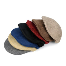 Load image into Gallery viewer, Men British Cotton Linen Beret Entleman Duckbill Breathable Caps Linen Hat Boy Linen Outdoor Street Hats Leisure Sports Sun Caps
