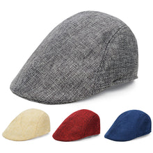 Load image into Gallery viewer, Men British Cotton Linen Beret Entleman Duckbill Breathable Caps Linen Hat Boy Linen Outdoor Street Hats Leisure Sports Sun Caps
