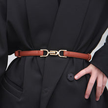 Load image into Gallery viewer, PU Leather Thin Belt Women's Fashion Casual Accessories Luxury Design Girdle Korean Corset Adjustable Metal Buckle Waist Decoration For Female
