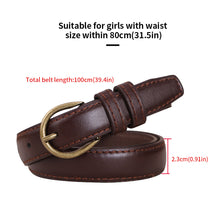 Load image into Gallery viewer, Women's Belt Fashionable Round Buckle Belt With Jeans Cargo Pants Skirt Thin Belt Soft Pu Belt Korea Soft Thin Black Brown Belt
