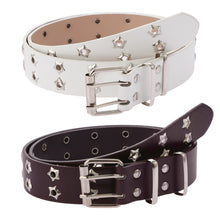 Load image into Gallery viewer, Star Eye Rivet Women's Belt Double Row Needle Buckle Fashion Men's Belt PU Leather Belt Hip Hop Punk Rock Style Jeans Belt
