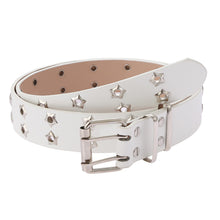 Load image into Gallery viewer, Star Eye Rivet Women's Belt Double Row Needle Buckle Fashion Men's Belt PU Leather Belt Hip Hop Punk Rock Style Jeans Belt
