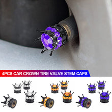 Load image into Gallery viewer, 4Pcs Car Crown Tire Valve Stem Caps with Bling Crystal Rhinestone Chrome Crown Vehicle Tire Caps Covers Accesorios
