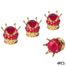 Load image into Gallery viewer, 4Pcs Car Crown Tire Valve Stem Caps with Bling Crystal Rhinestone Chrome Crown Vehicle Tire Caps Covers Accesorios
