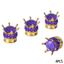 Load image into Gallery viewer, 4Pcs Car Crown Tire Valve Stem Caps with Bling Crystal Rhinestone Chrome Crown Vehicle Tire Caps Covers Accesorios
