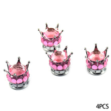 Load image into Gallery viewer, 4Pcs Car Crown Tire Valve Stem Caps with Bling Crystal Rhinestone Chrome Crown Vehicle Tire Caps Covers Accesorios
