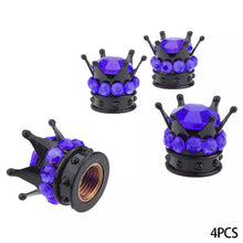 Load image into Gallery viewer, 4Pcs Car Crown Tire Valve Stem Caps with Bling Crystal Rhinestone Chrome Crown Vehicle Tire Caps Covers Accesorios
