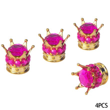 Load image into Gallery viewer, 4Pcs Car Crown Tire Valve Stem Caps with Bling Crystal Rhinestone Chrome Crown Vehicle Tire Caps Covers Accesorios
