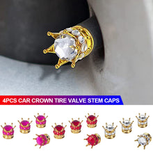Load image into Gallery viewer, 4Pcs Car Crown Tire Valve Stem Caps with Bling Crystal Rhinestone Chrome Crown Vehicle Tire Caps Covers Accesorios
