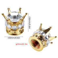 Load image into Gallery viewer, 4Pcs Car Crown Tire Valve Stem Caps with Bling Crystal Rhinestone Chrome Crown Vehicle Tire Caps Covers Accesorios
