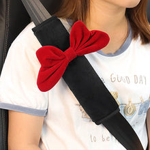 Load image into Gallery viewer, Car Seat Belt Shoulder Cover Neck Headrest Pillow Steering Wheel Cover Tissue Box Red Bow
