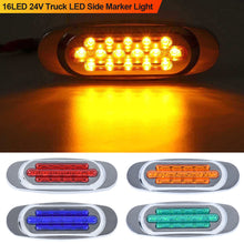 Load image into Gallery viewer, 16LED 24V Truck LED Side Marker Light Position Clearance Lights Trailer Explosive Flashing Light
