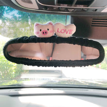 Load image into Gallery viewer, Cute Car Interior Rearview Mirror Cover Plush Rabbit Heart Decoration Auto Rear View Mirror Case Accessories
