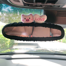 Load image into Gallery viewer, Cute Car Interior Rearview Mirror Cover Plush Rabbit Heart Decoration Auto Rear View Mirror Case Accessories
