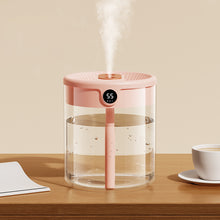 Load image into Gallery viewer, 2L Large Capacity Air Humidifier with LED Light USB Input Digital Humidity Display Humidifier Cool Mist Maker Dual Mist Outlet Humidifier for Home Office
