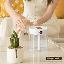 Load image into Gallery viewer, 2L Large Capacity Air Humidifier with LED Light USB Input Digital Humidity Display Humidifier Cool Mist Maker Dual Mist Outlet Humidifier for Home Office
