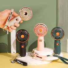 Load image into Gallery viewer, Cat Paw USB Rechargeable Mini Handheld Fan Portable Summer Pocket Fan with Lanyard Outdoor Handy Fan Students Fan
