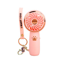 Load image into Gallery viewer, Cat Paw USB Rechargeable Mini Handheld Fan Portable Summer Pocket Fan with Lanyard Outdoor Handy Fan Students Fan
