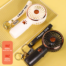Load image into Gallery viewer, Cat Paw USB Rechargeable Mini Handheld Fan Portable Summer Pocket Fan with Lanyard Outdoor Handy Fan Students Fan
