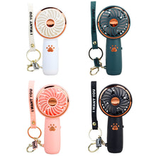 Load image into Gallery viewer, Cat Paw USB Rechargeable Mini Handheld Fan Portable Summer Pocket Fan with Lanyard Outdoor Handy Fan Students Fan
