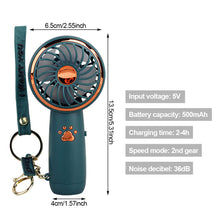 Load image into Gallery viewer, Cat Paw USB Rechargeable Mini Handheld Fan Portable Summer Pocket Fan with Lanyard Outdoor Handy Fan Students Fan
