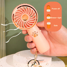 Load image into Gallery viewer, Cat Paw USB Rechargeable Mini Handheld Fan Portable Summer Pocket Fan with Lanyard Outdoor Handy Fan Students Fan

