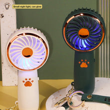 Load image into Gallery viewer, Cat Paw USB Rechargeable Mini Handheld Fan Portable Summer Pocket Fan with Lanyard Outdoor Handy Fan Students Fan
