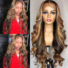 Load image into Gallery viewer, Mid Split Large Wave Front Lace Wig Hand Woven Front Lace Wig Headband Long Curly Hair Elegant Women False Hair Cover
